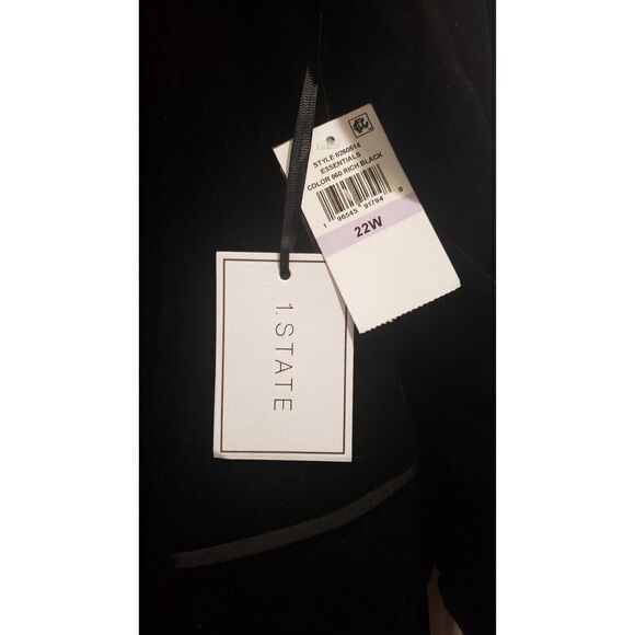 1. State‎ Black Velvet Ruched Sleeve Button Front Blazer Dress NWT Size 22W - Picture 6 of 9